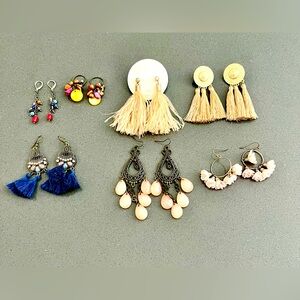 Vintage Earring Lot 7 Pairs Pierced Earrings Fun Boho Style. All in great shape.